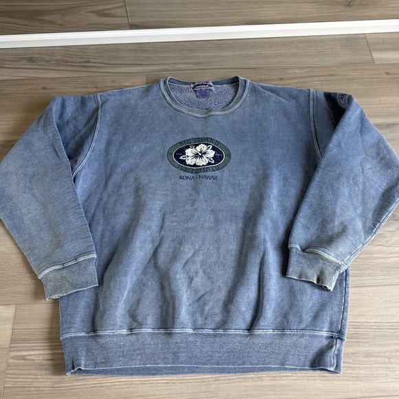 Other - Vintage Y2K Sz M Kona Big Island Crewneck Sweatshirt Brushed Cotton Blue Hawaii